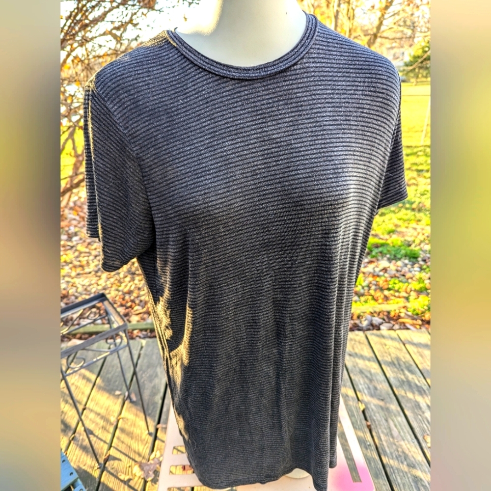Jrs Brandy Melville SS Grey Striped Ctn modal tee OSFA